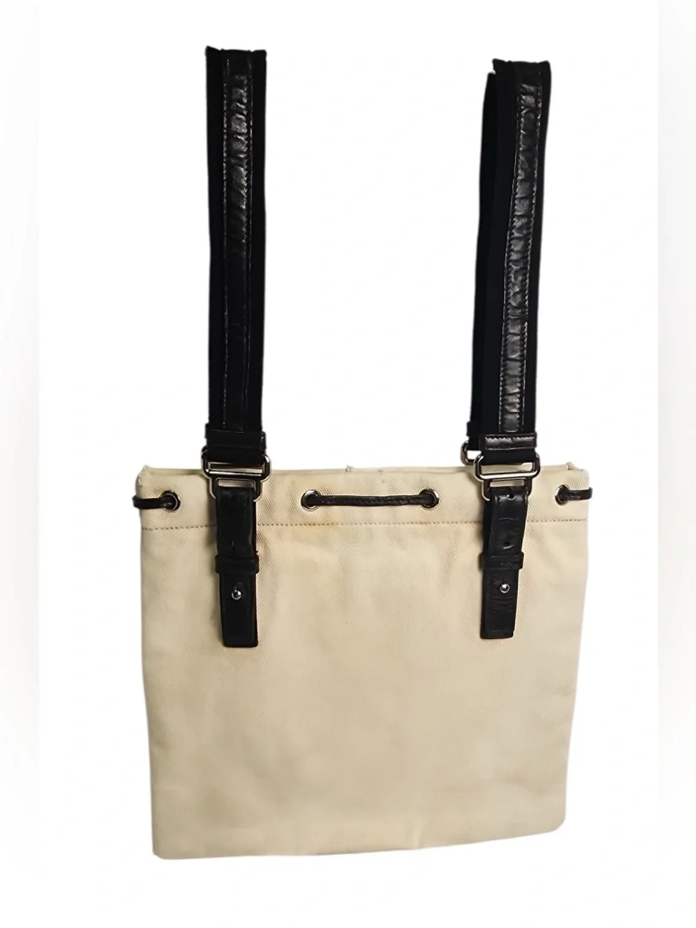 Yves Saint Laurent YSL Brown Cream Kahala Tote Messenger Bag